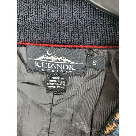 Vtg Icelandic Design Sweater Jacket Womens S Nordic Brown Multicolor Lined - Picture 2 of 15